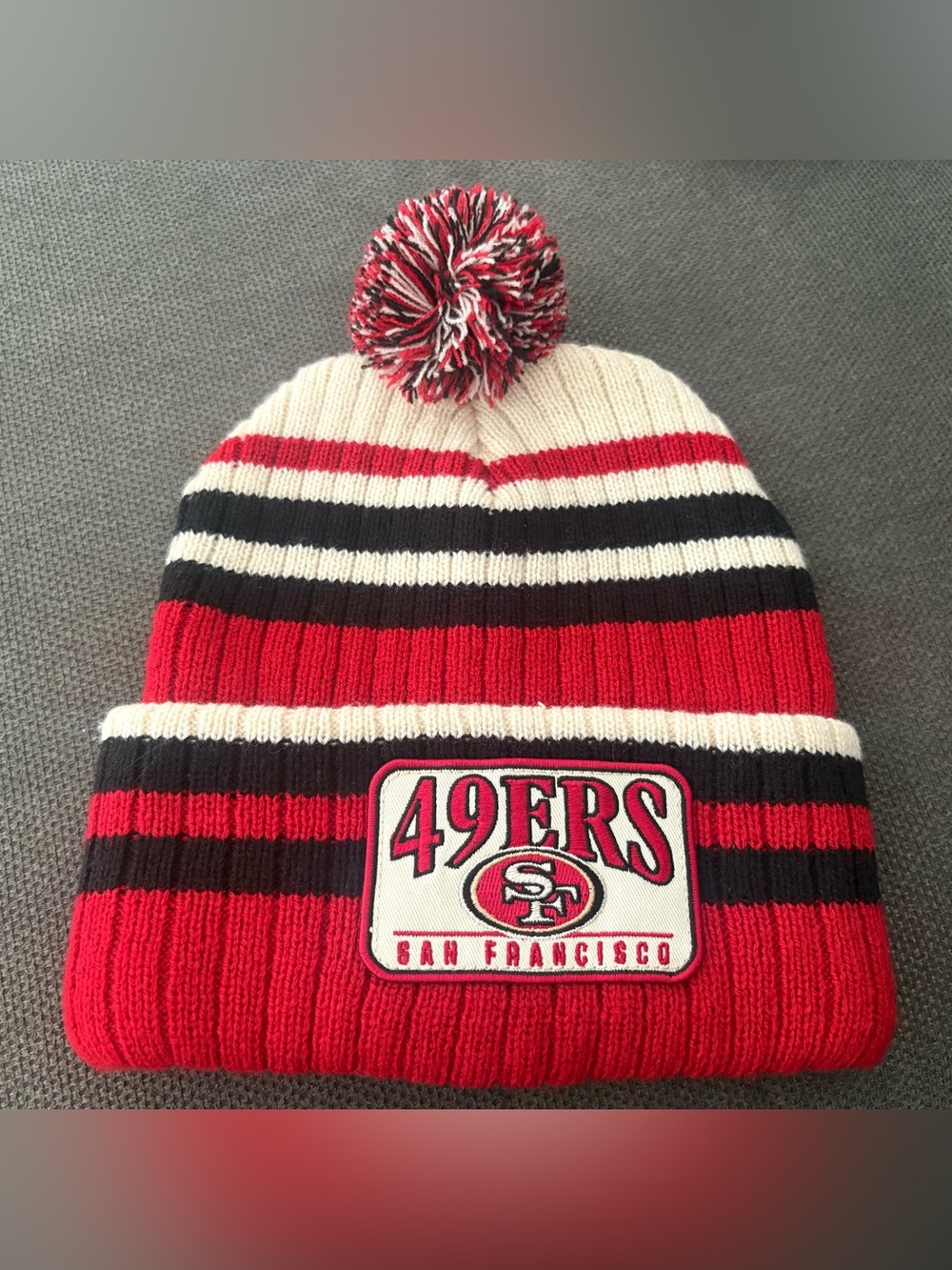 Kids Red Knit Pom Beanie